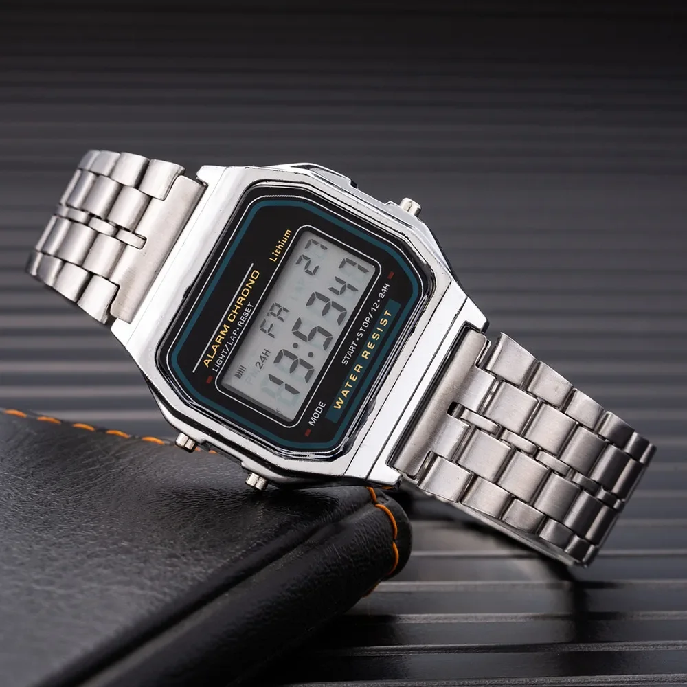 Vintage Digital Watch - Fashion Digital Men's Watches Luxury Stainless