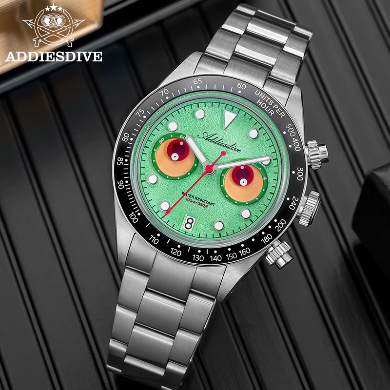 ADDIESDIVE Men's VK64 Chronogr - đánh giá và giá Watch Crown Pusher