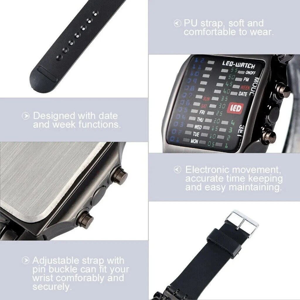 Binary Led Watch Creative Wate - đánh giá và giá Timex Watches Smartwatch