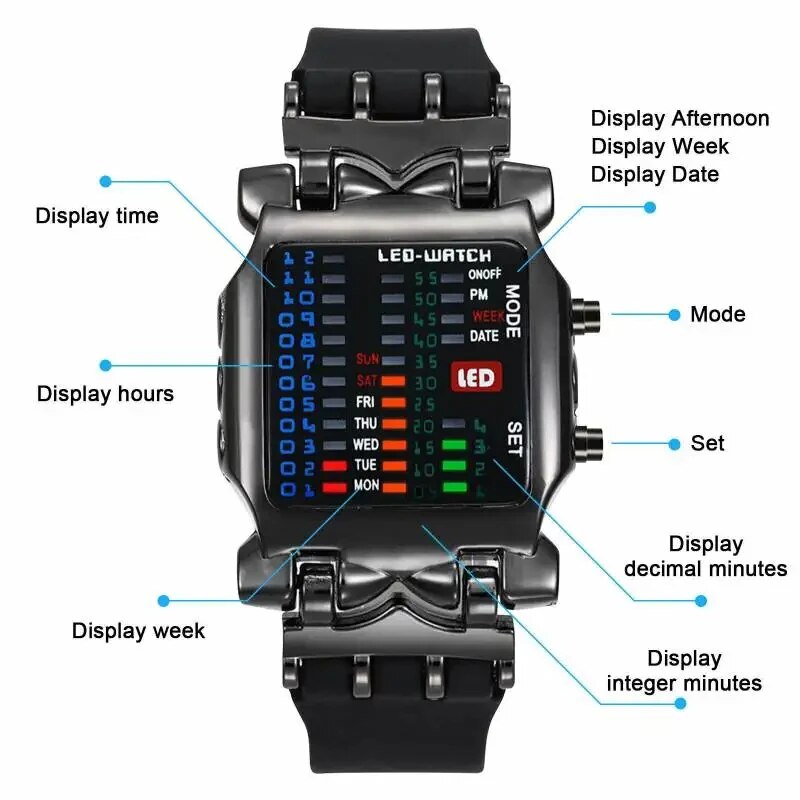 Binary Led Watch Creative Wate - đánh giá và giá Timex Watches Smartwatch