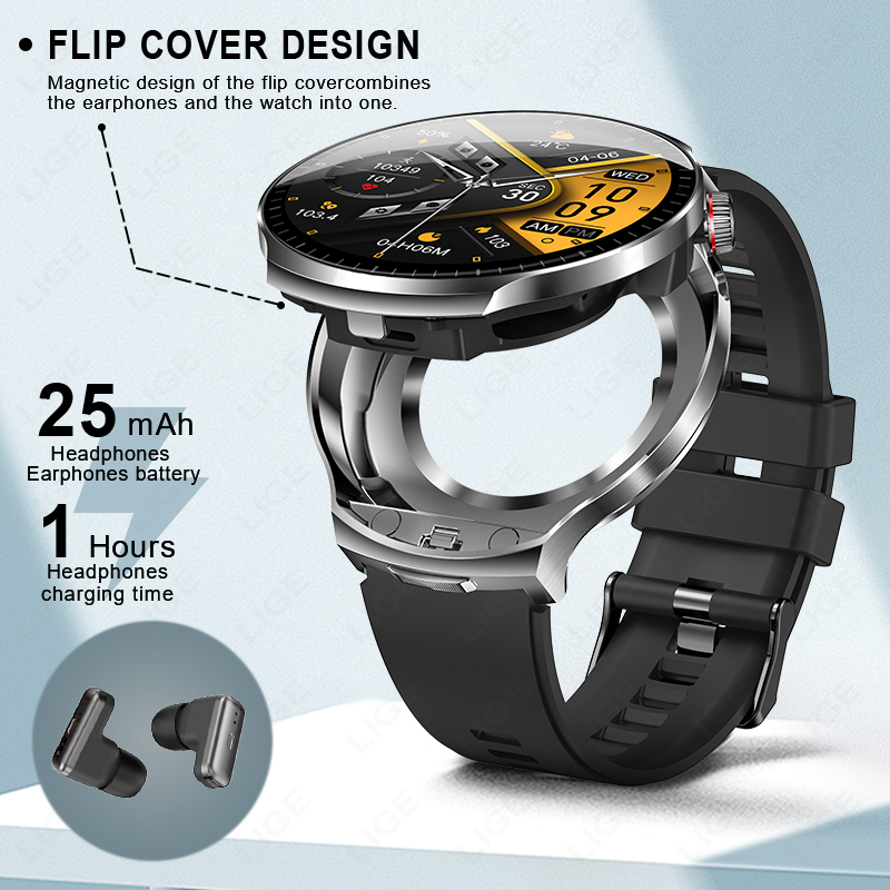 LIGE 2026 New TWS 2 in 1 Heads - đánh giá và giá Smartwatch Noise Watches