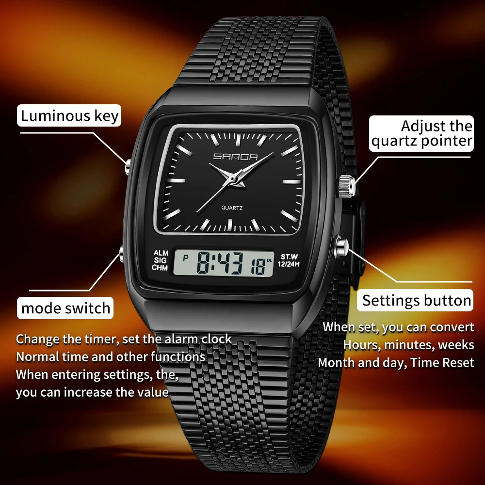 SANDA Watches Men Waterproof A - đánh giá và giá Timex Watches Smartwatch