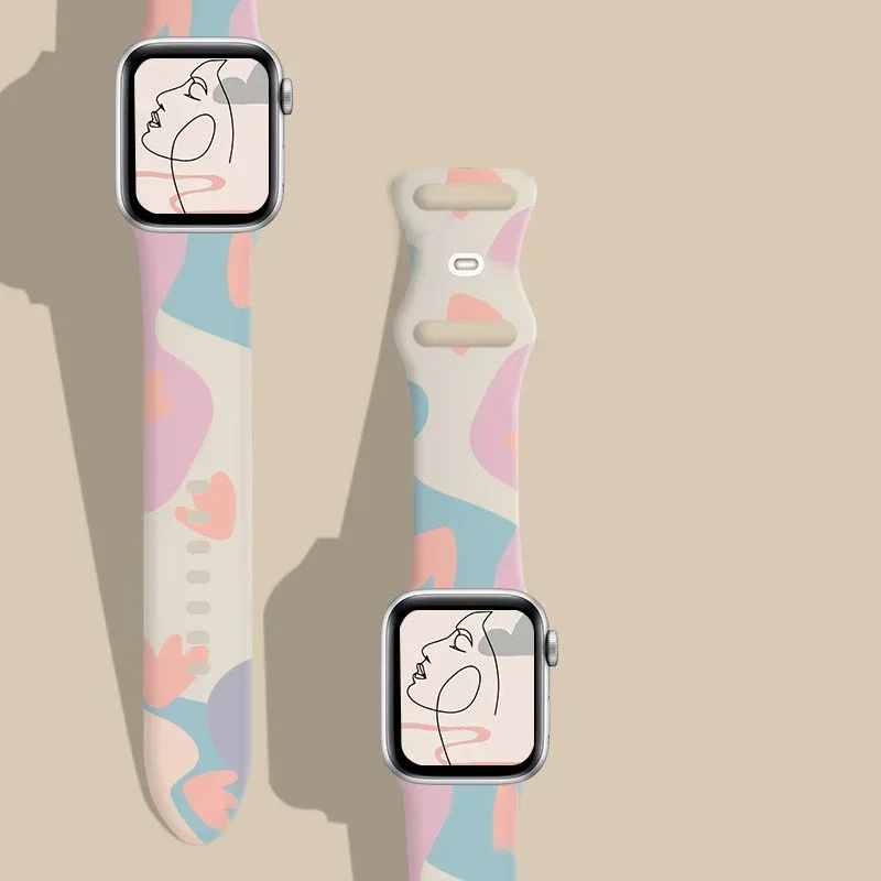 Printed silicone Band For Appl - đánh giá và giá Smartwatch Iphone Watches For Women