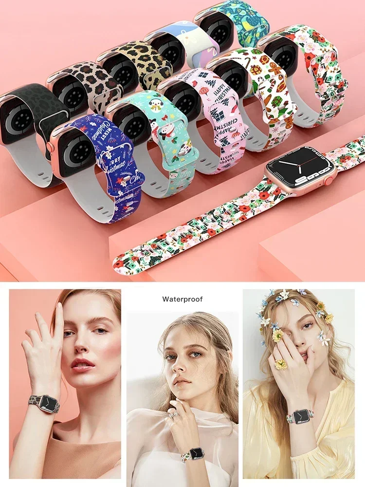 Printed silicone Band For Appl - đánh giá và giá Smartwatch Iphone Watches For Women